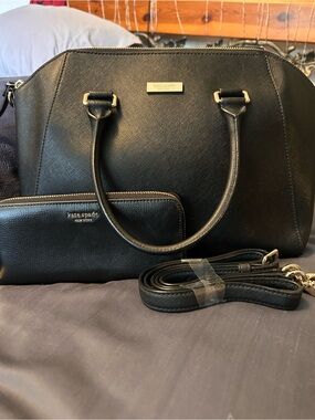 kate spade Black Saffiano Dome Satchel with Wallet